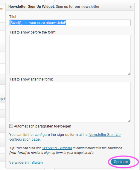 instellingen-nieuwsbrief-widget-wordpress
