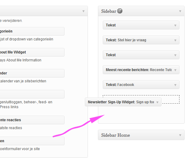 nieuwsbrief-widget-slepen-wordpress